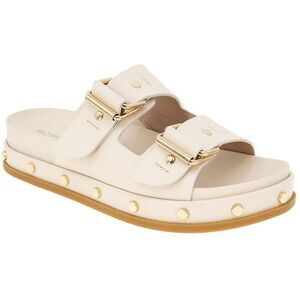 BCBGeneration Womens Bamba White Leather Studded Slide Sandals Shoes NWT